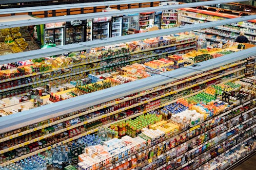 Grocery store with organized aisles