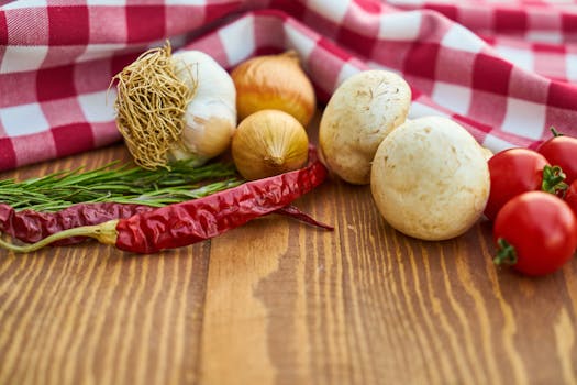 fresh vegetables on a wooden table