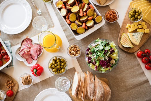 Healthy meal with nuts and leafy greens