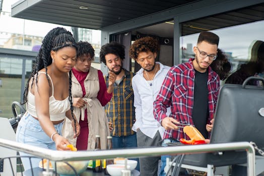 group of men cooking together