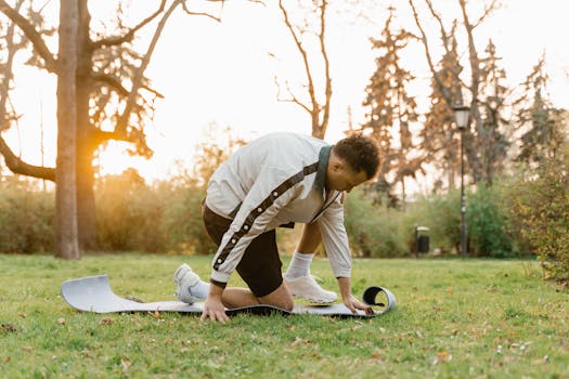 man exercising in the park