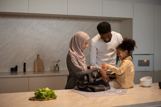 family cooking together in the kitchen