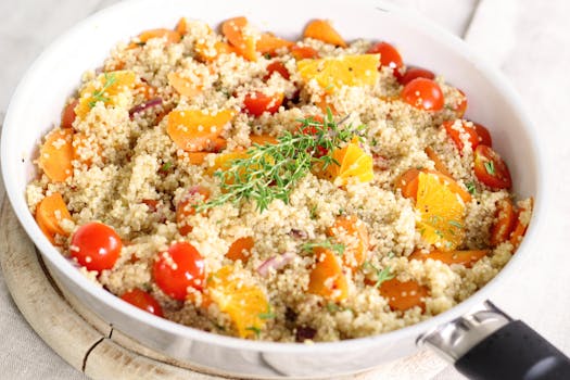 healthy grain bowl with vegetables and quinoa