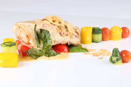 healthy meal with fish and vegetables