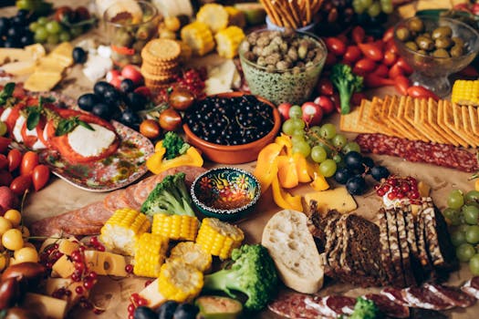 variety of colorful fruits and vegetables