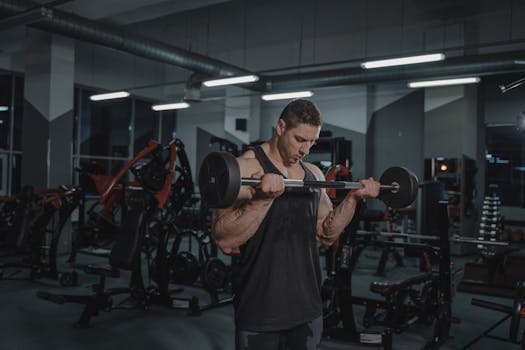 man exercising with weights