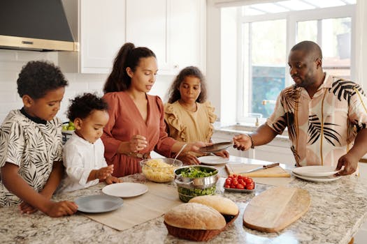 family cooking together