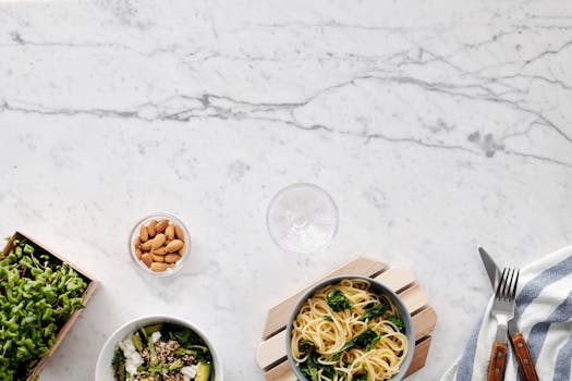 bowl of whole grain pasta with vegetables