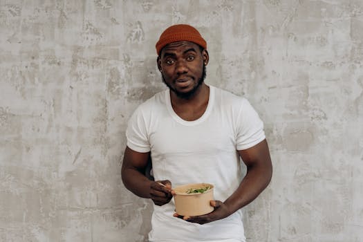 man enjoying a balanced meal